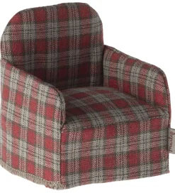 Maileg Dukker Og Tilbehør>Miniature Lænestol - Mus - Rød/Tern