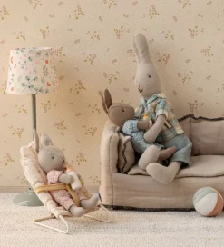 Maileg Dukker Og Tilbehør>Miniature Skråstol - Mikro - Råhvid m. Blomster