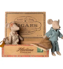 Maileg Dukker Og Tilbehør>Mus - Mor og Far i Cigaræske