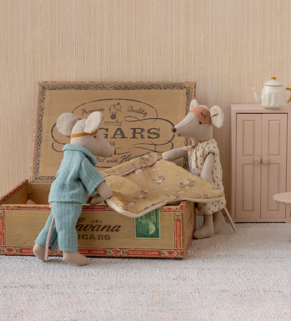 Maileg Dukker Og Tilbehør>Mus - Mor og Far i Cigaræske