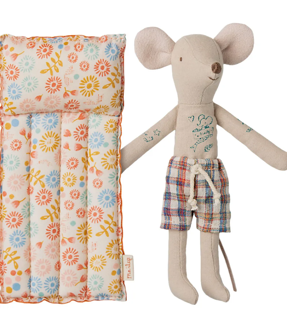Maileg Bamser>Strand-mus m. Luftmadras - Far Mus - Blomster
