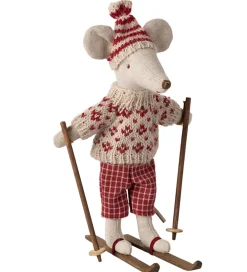 Maileg Dukker Og Tilbehør>Vinter-mus m. Ski - Mor - Rød