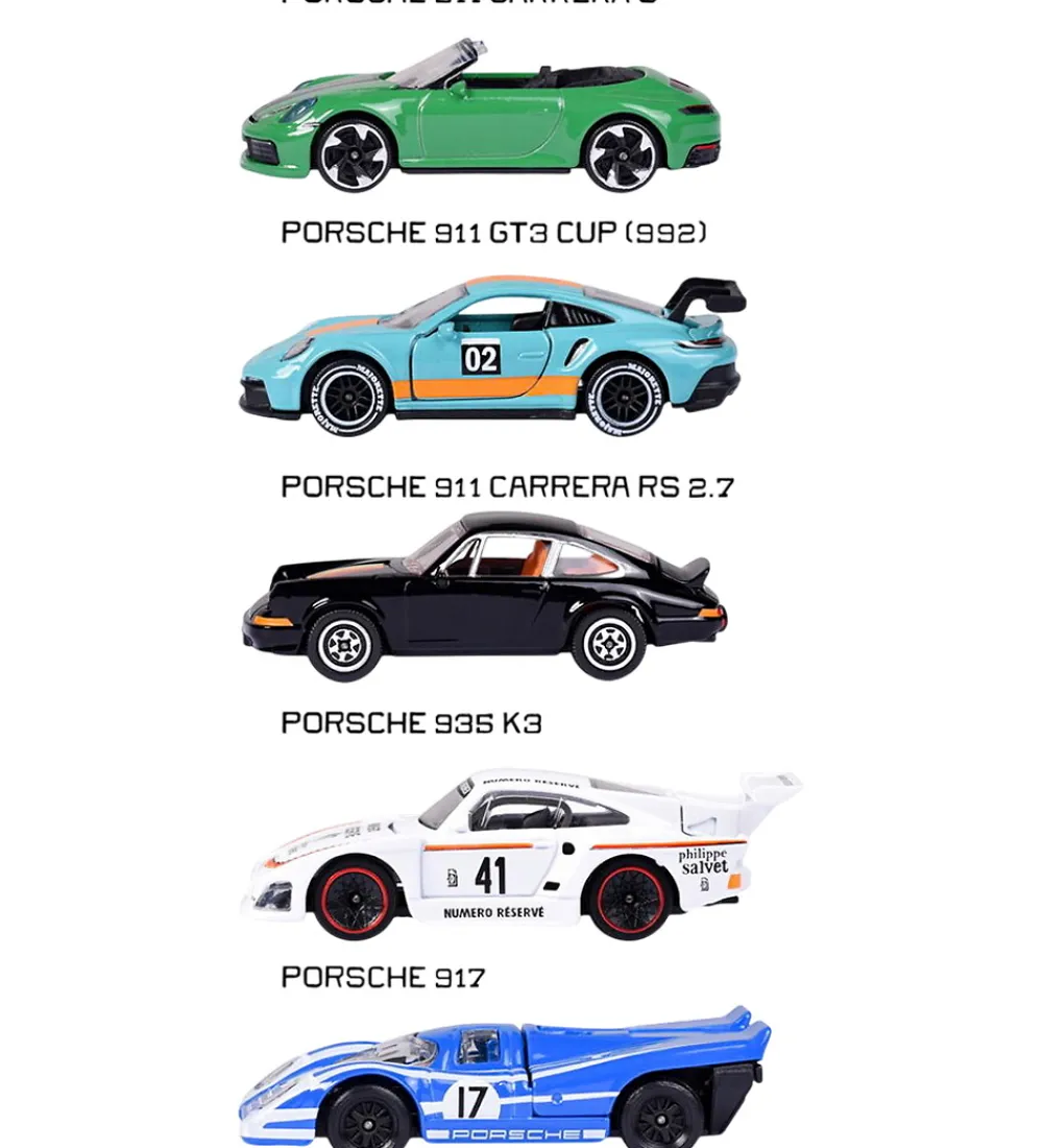 Majorette Biler, Tog Og Køretøjer>Biler - Porsche - 5-pak