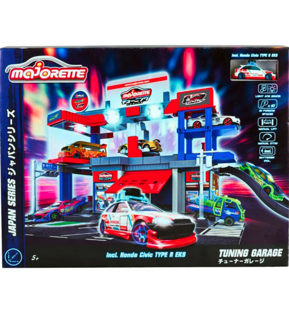 Majorette Biler, Tog Og Køretøjer>Garage m. Bil, Lyd og Lys - Japan Series Tuning Garage
