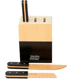 MaMaMeMo Legemad|Legekøkken Og Legemøbel>Knivblok m. 3 Knive - Træ