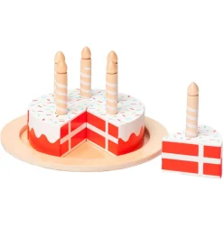 MaMaMeMo Trælegetøj|Legemad>Legemad - Fødselsdagskage m. Danskflag - Træ