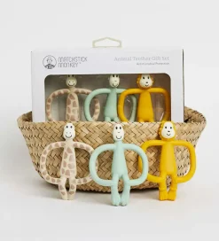 Matchstick Monkey Bideringe|Babylegetøj>Bideringe - 3-pak - Animal Teether Gift Set