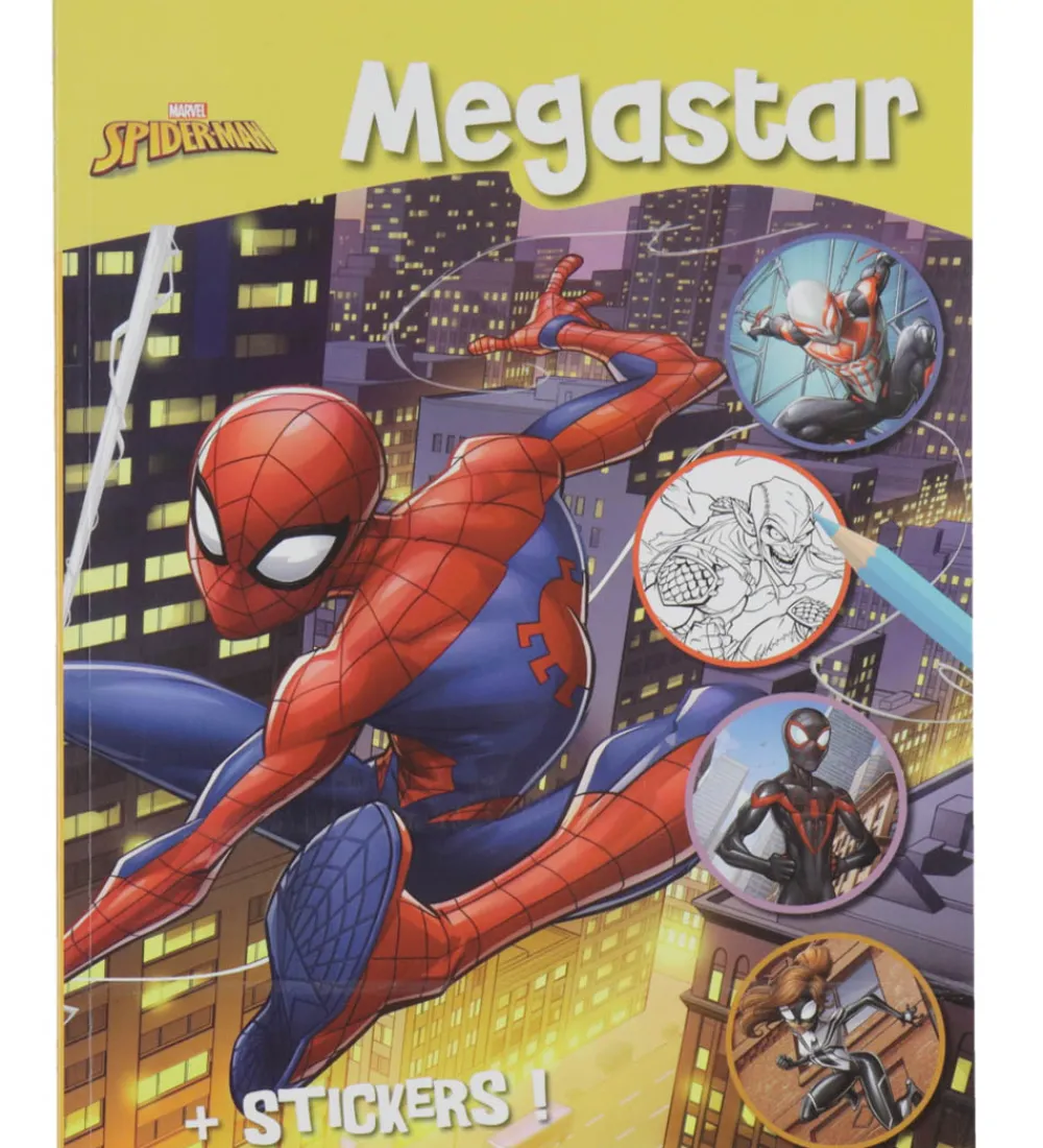 Megastar Bøger|Malebog>Malebog m. Klistermærker - 128 Sider - Marvel Spiderman