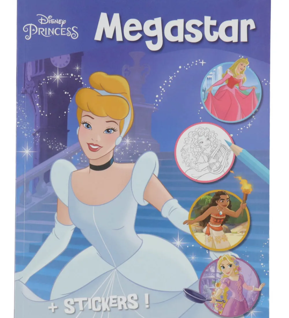 Megastar Bøger|Malebog>Malebog m. Klistermærker - 128 Sider - Disney Princess