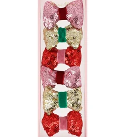 Meri Meri Udklædningstøj|Rolleleg>Hårsløjfer - 6-pak - 5,5 cm - Rød/Rosa/Guld m. Paillet