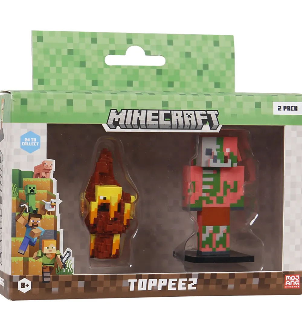 Minecraft Figurer>Legetøjsfigurer - 3D - 2-pak - Blaze/Zombified Piglin