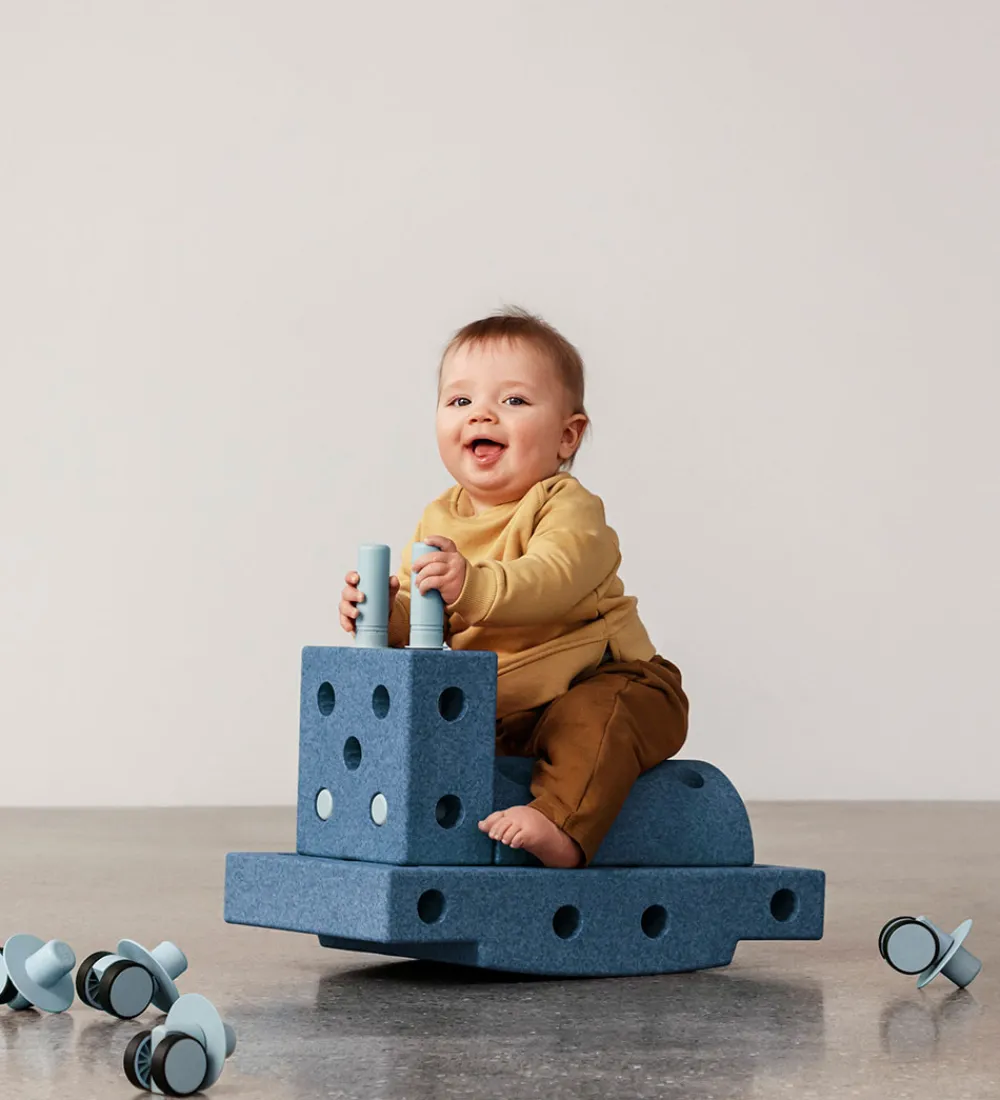 MODU Tumledyr|Motorisk Legetøj>Curiosity Sæt - 14 Dele - 50x30x20 cm - Deep Blue/Sky Blue