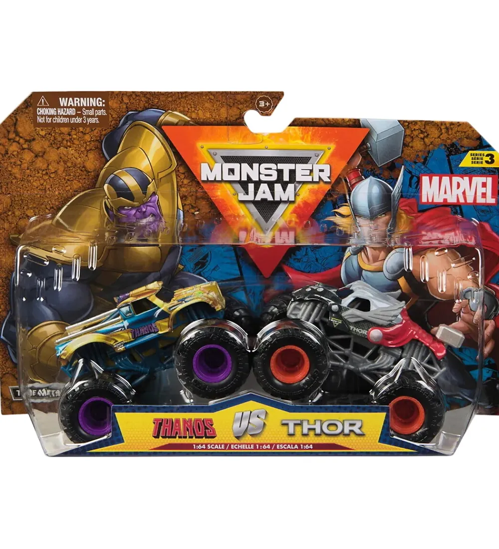 Monster Jam Biler, Tog Og Køretøjer>Truck - 1:64 - Marvel - 2-pak - Thanos vs Thor