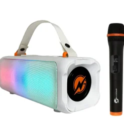 N-Gear Musikinstrumenter>Højtaler m. Mikrofon/Lys - Blazooka 703 - Trådløs - Hvid