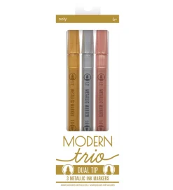 Ooly Tuscher Og Farver>Dobbeltsidet Tuscher - 3 Stk - Modern Trio Dual Tip Metalli