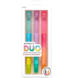 Ooly Tuscher Og Farver>Dobbeltsidet Tuscher - 3 Stk - 2 In 1 Fountain Pens + Highl