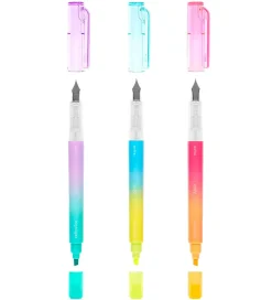 Ooly Tuscher Og Farver>Dobbeltsidet Tuscher - 3 Stk - 2 In 1 Fountain Pens + Highl