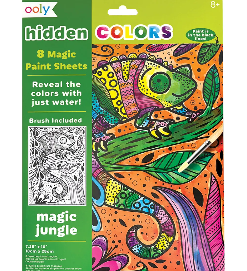 Ooly Malebog>Magiske Maleark - Hidden Colors - 8 Stk. - Magic Jungle