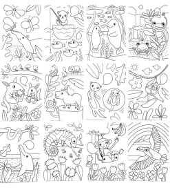 Ooly Bøger|Malebog>Maleark - Undercover Art - 12 Stk. - Rainforest Fun