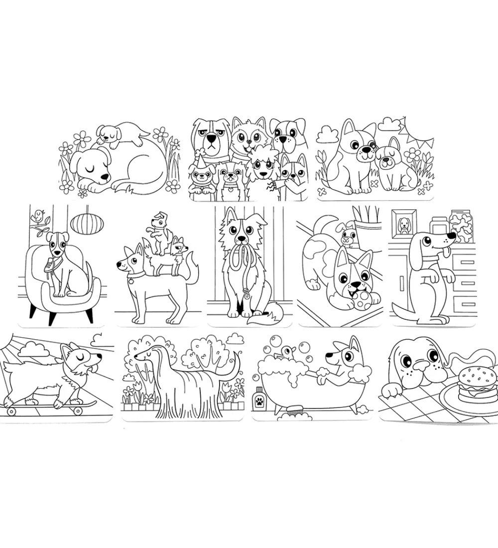 Ooly Bøger|Malebog>Maleark - Undercover Art - 12 Stk. - Dog Days