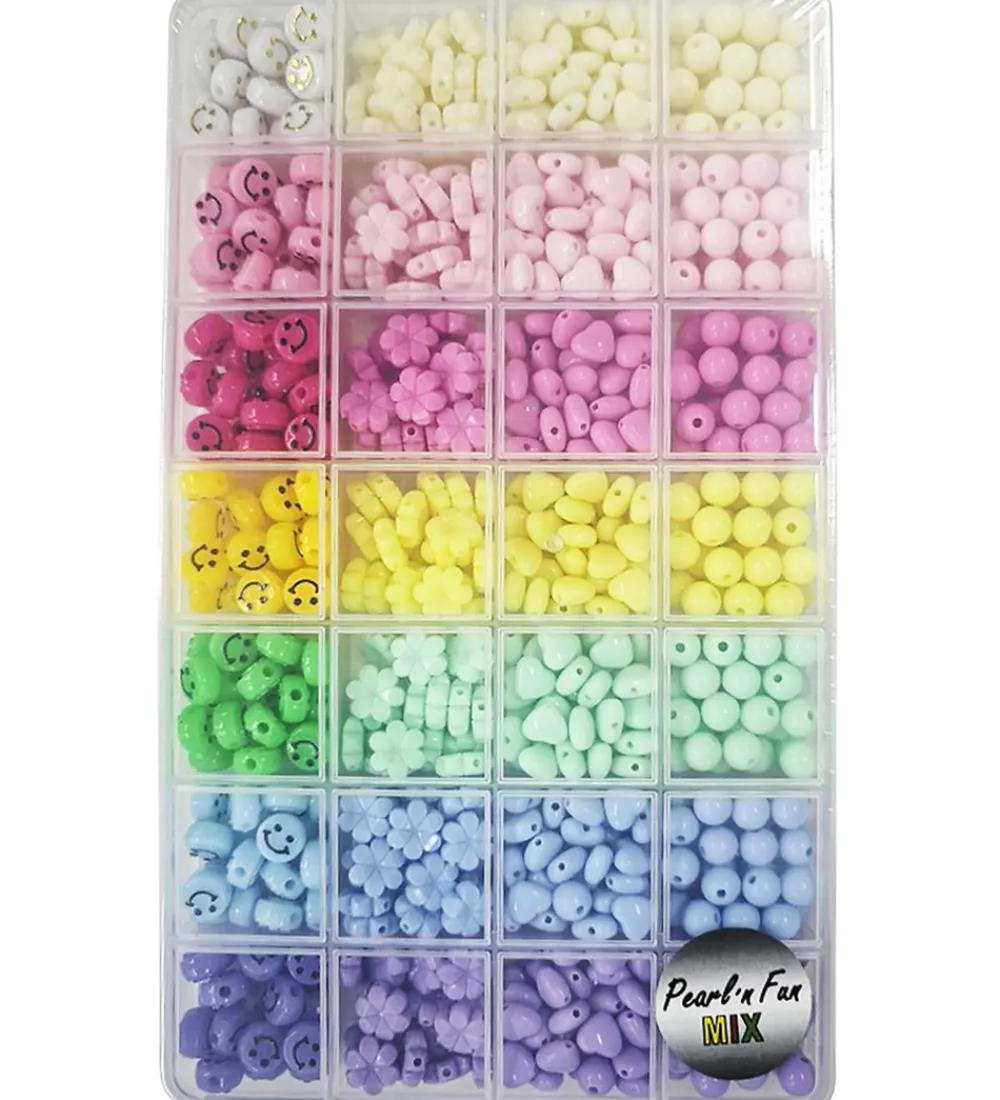 Pearl N Fun Perler>Perler - Smykkesæt - Smiley/Blomster/Hjerter/rund