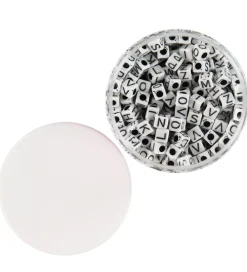 Pearl N Fun Perler>Pearl'n Fun Perler - Bogstaver - 125 gram - Sort/Hvid