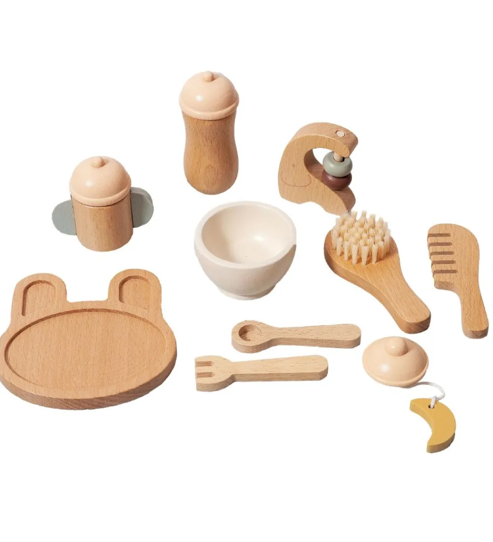 Petit Monkey Legekøkken Og Legemøbel>Dukkespisesæt - 10 Dele - Træ