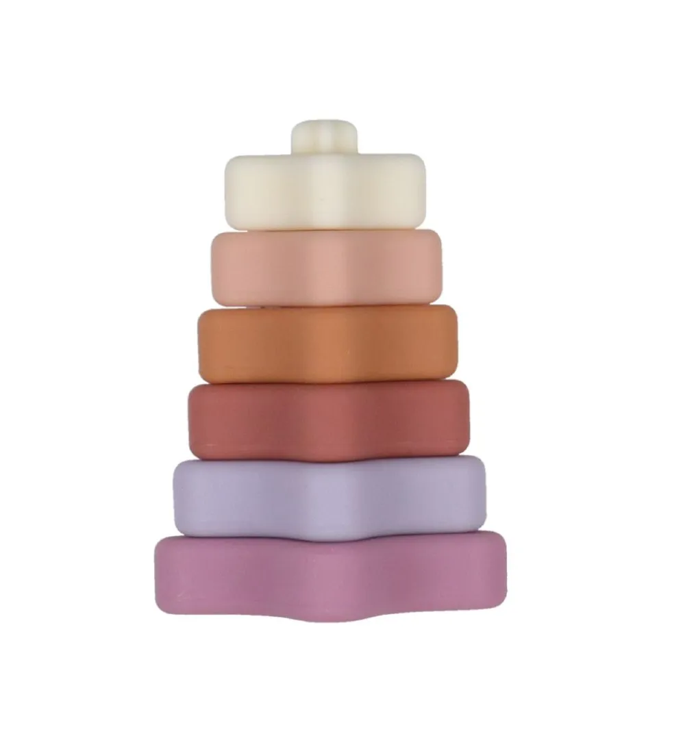Petit Monkey Stablelegetøj>Stabletårn Stjerner - Silikone - Lilla/Rosa Mix