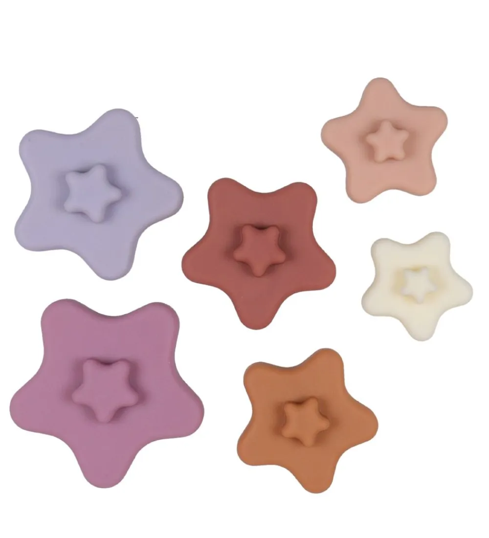 Petit Monkey Stablelegetøj>Stabletårn Stjerner - Silikone - Lilla/Rosa Mix