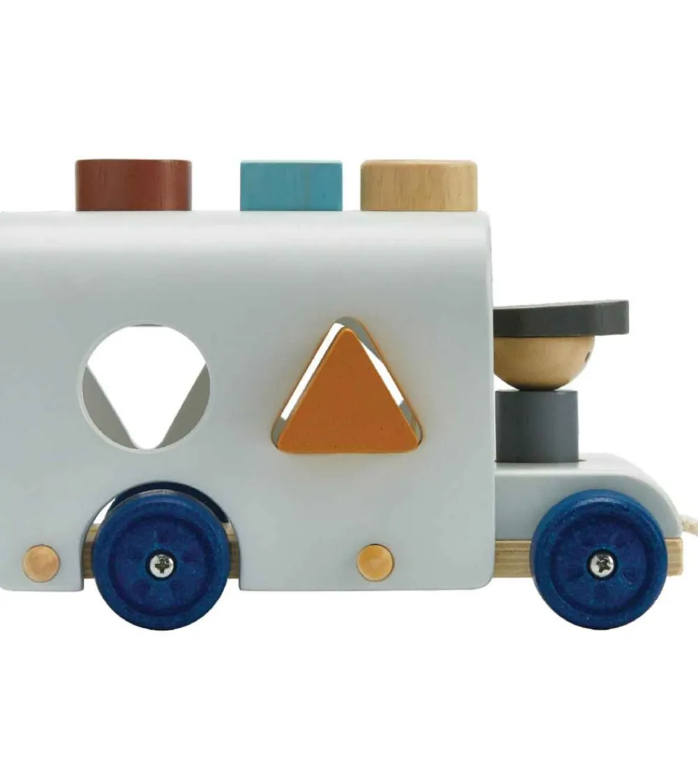 PlanToys Puttekasser>Træklegetøj - Bus m. Puttekasse - Træ/Lyseblå