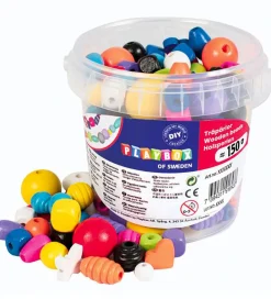 Playbox Perler>Perler - Træperler I Spand - 150 Stk - Basisfarver