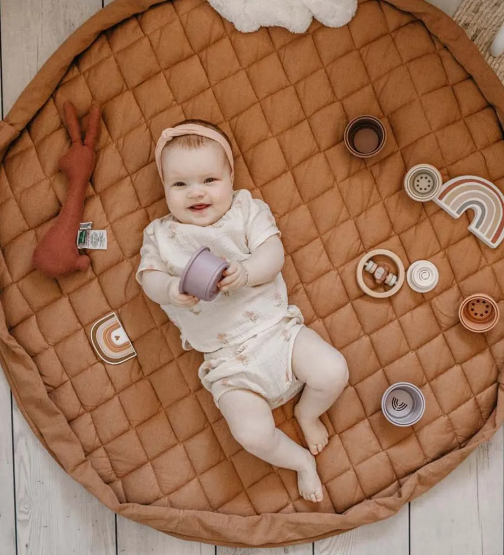 Play&Go Legetæpper Og Legegulve>Legetøjstæppe - Ø120 - Soft Organic - Tawny Brown