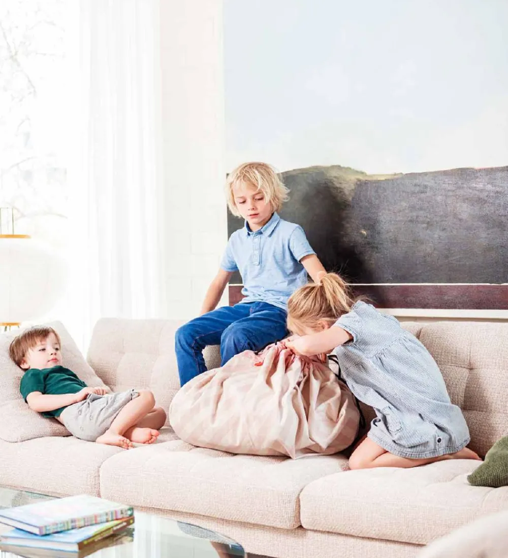 Play&Go Legetæpper Og Legegulve>Legetøjstæppe - Ø140 cm - Stripes Pink