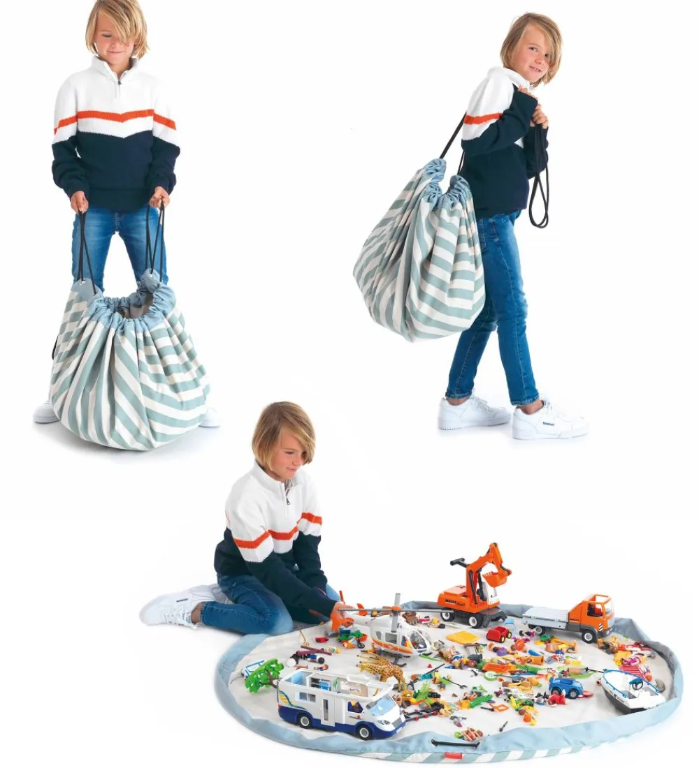 Play&Go Legetæpper Og Legegulve>Legetøjstæppe - Ø140 cm - Stripes Green