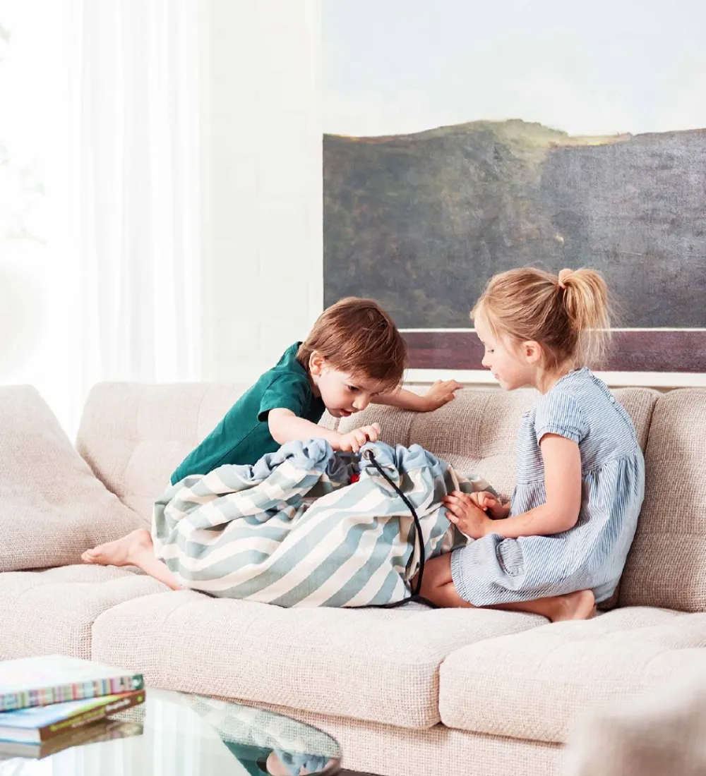 Play&Go Legetæpper Og Legegulve>Legetøjstæppe - Ø140 cm - Stripes Green