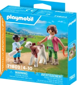 Playmobil Figurer|Konstruktionslegetøj>DuoPack - Bonde m. Kalv - 71803 - 5 Dele