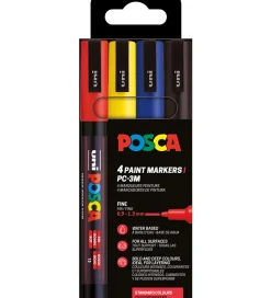 Posca Tuscher Og Farver|Kreativ Leg>Tuscher - PC-3M - 4 stk. - Rød/Gul/Blå/Sort
