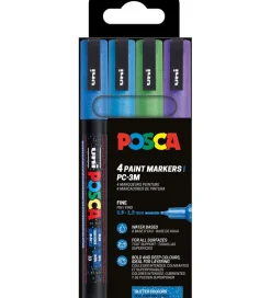 Posca Tuscher Og Farver|Kreativ Leg>Tuscher - PC-3M - 4 stk. - Blå/Grøn/Lilla m. Glimmer