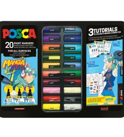 Posca Tuscher Og Farver|Kreativ Leg>Tuscher m. Metalkasse - 20 stk. - Manga Hero