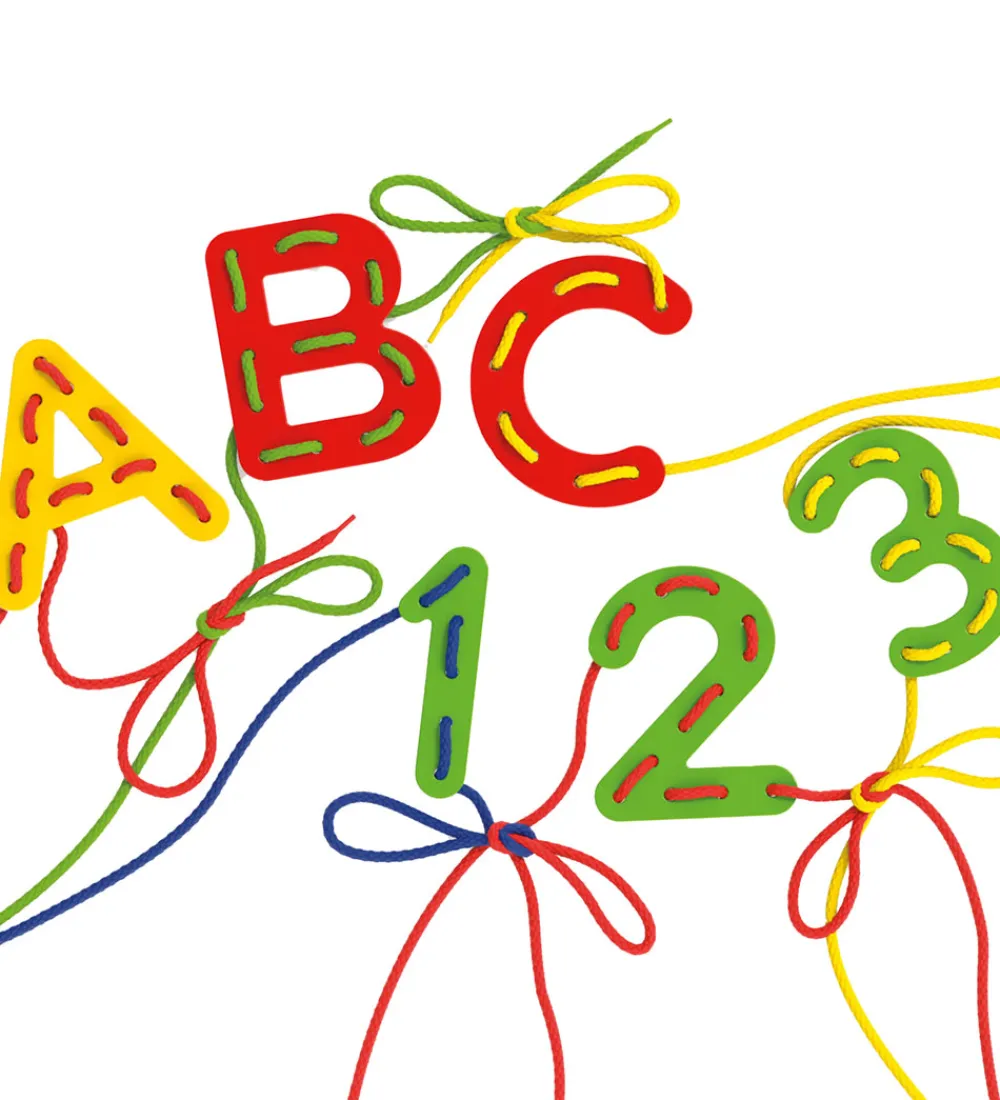 Quercetti Kreasæt>Læringssæt - Lacing ABC+123 - Play Montessori - 2802