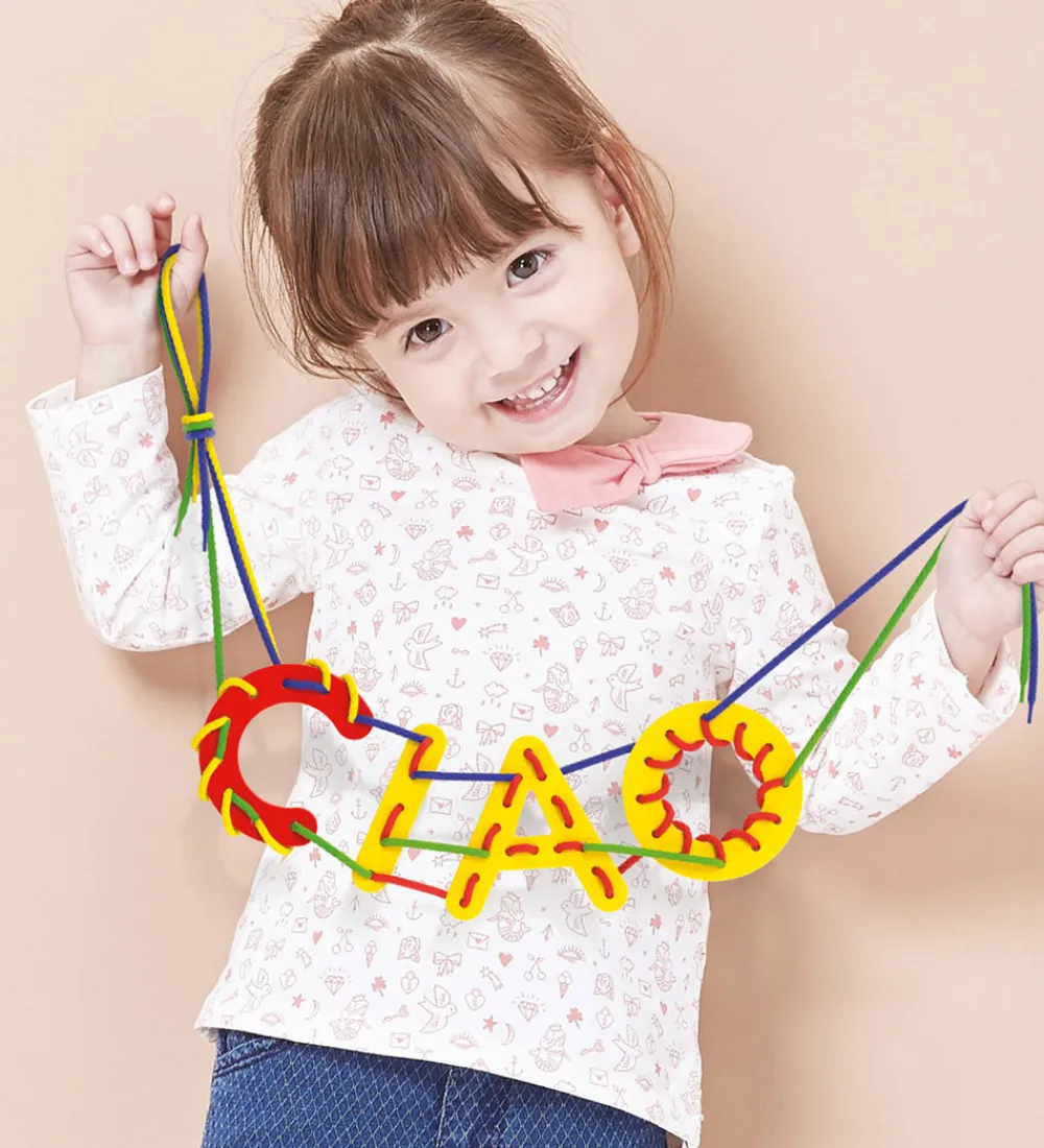 Quercetti Kreasæt>Læringssæt - Lacing ABC+123 - Play Montessori - 2802