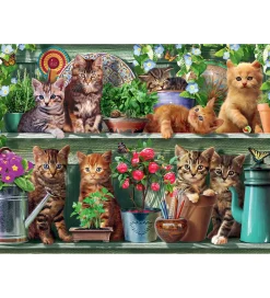 Ravensburger Puslespil>Puslespil - 500 Brikker - Cats On The Shelf
