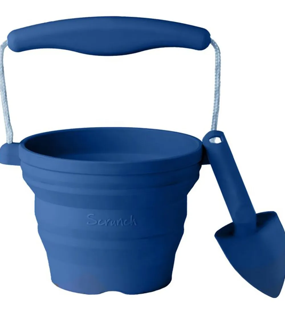 Scrunch Strandlegetøj>Foldbar Spand m. Skovl - 11x9 cm - Midnight Blue