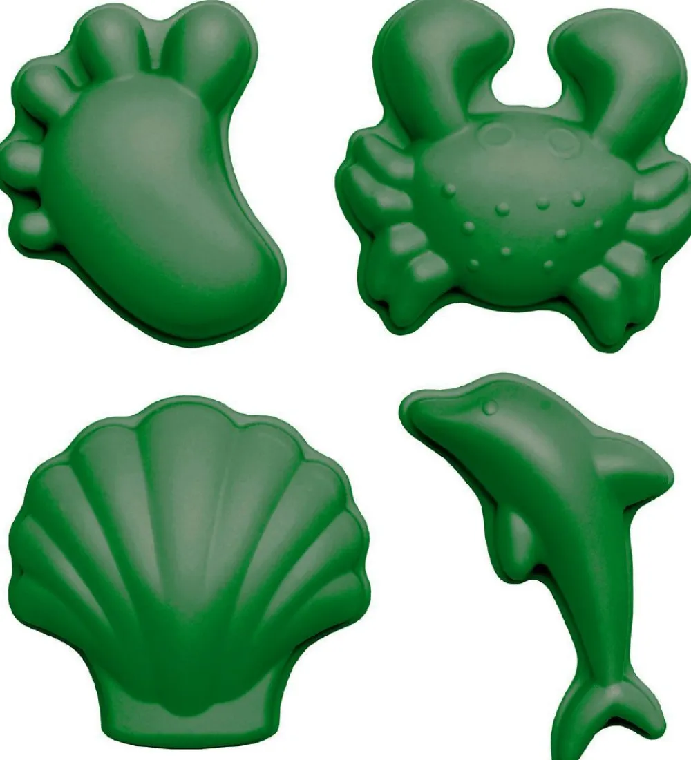 Scrunch Strandlegetøj>Sandforme - 4 stk. - Silikone - 6,5-10,5 cm - Dark Moss