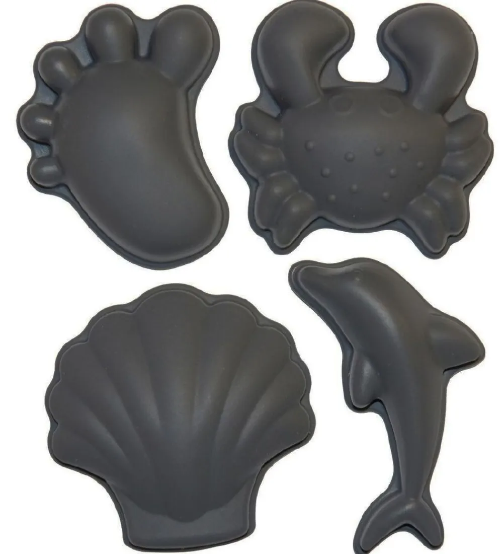 Scrunch Strandlegetøj>Sandforme - 4 stk - Silikone - 6,5-10,5 cm - Mørkegrå