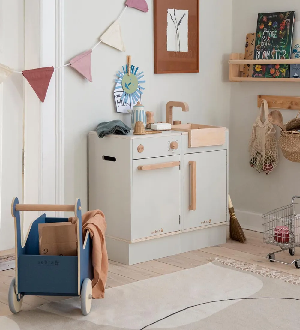 Sebra Trælegetøj|Legekøkken Og Legemøbel>Legekøkken - Opvaskemaskine - Træ - Seabreeze Beige