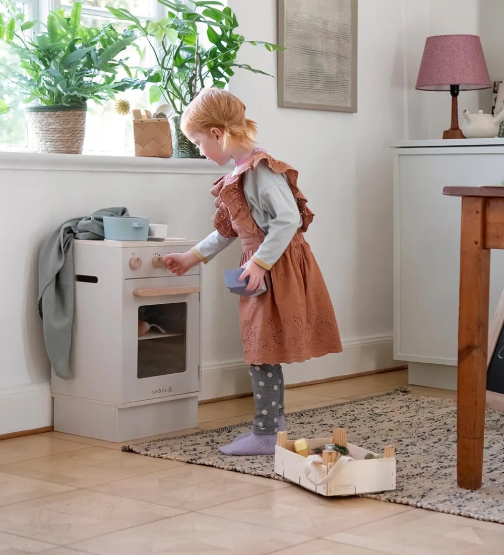 Sebra Trælegetøj|Legekøkken Og Legemøbel>Legekøkken - Ovn & Komfur - Træ - Seabreeze Beige