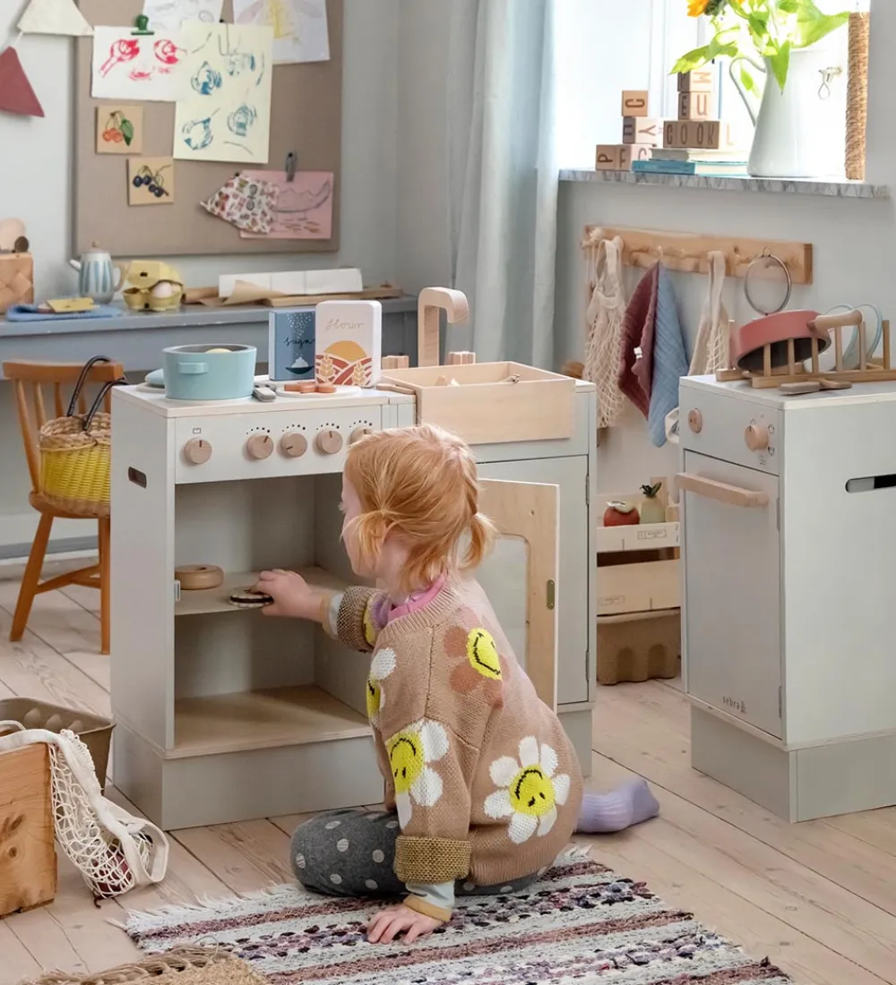 Sebra Trælegetøj|Legekøkken Og Legemøbel>Legekøkken - Ovn & Komfur - Træ - Seabreeze Beige