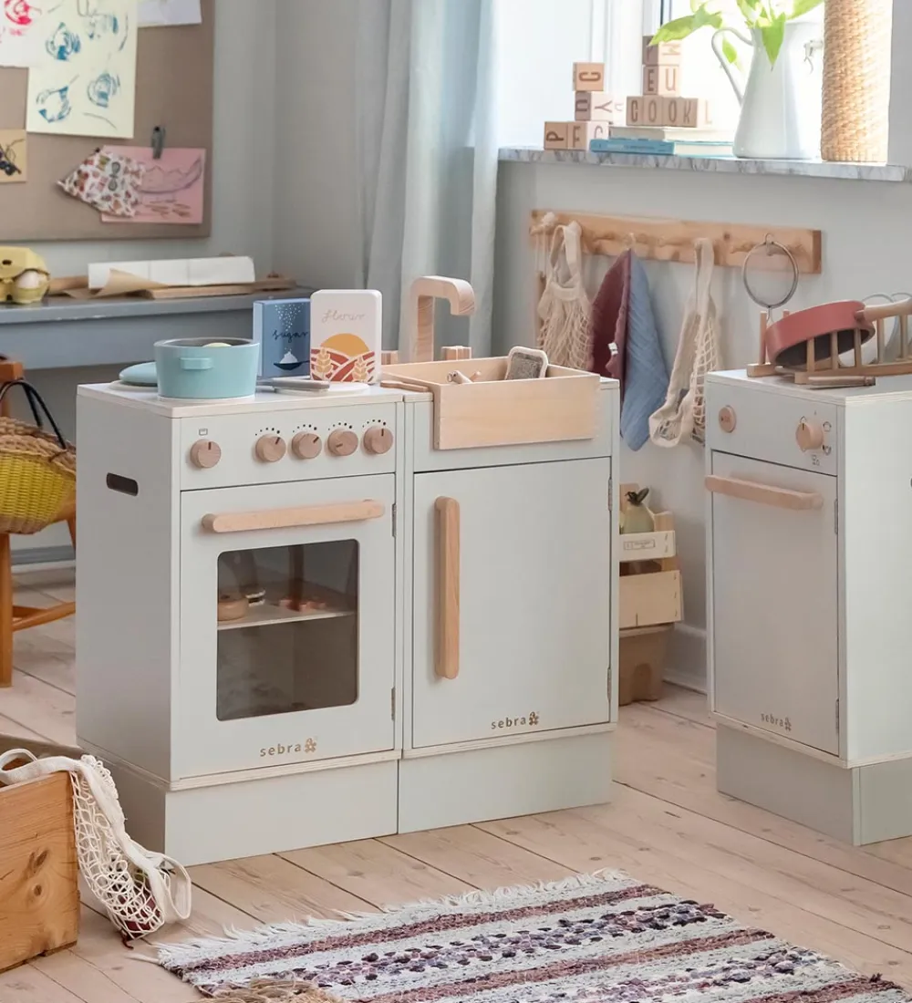 Sebra Trælegetøj|Legekøkken Og Legemøbel>Legekøkken - Vaskeskab - Træ - Seabreeze Beige