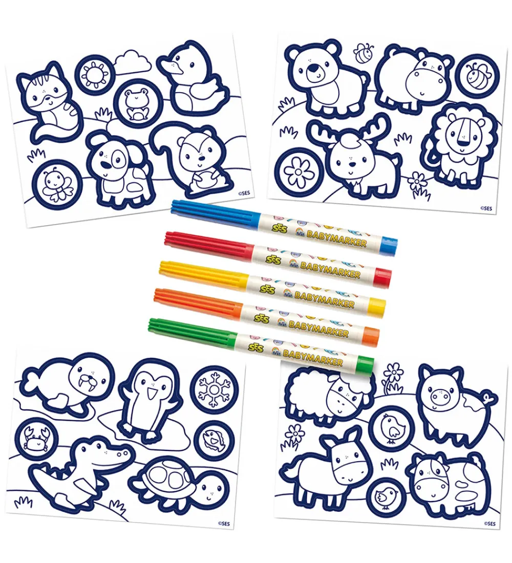 SES Creative Kreativ Leg|Kreasæt>- Min Første - Farvelæg Klistermærker